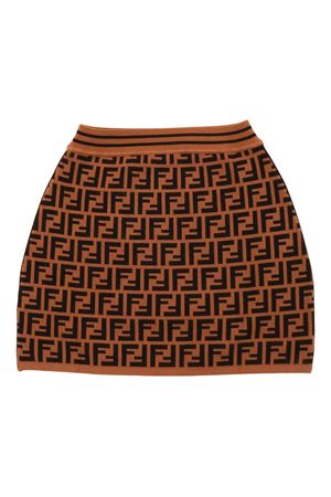 gonna in cotone marrone FENDI KIDS | JFG070AEYDF15B6